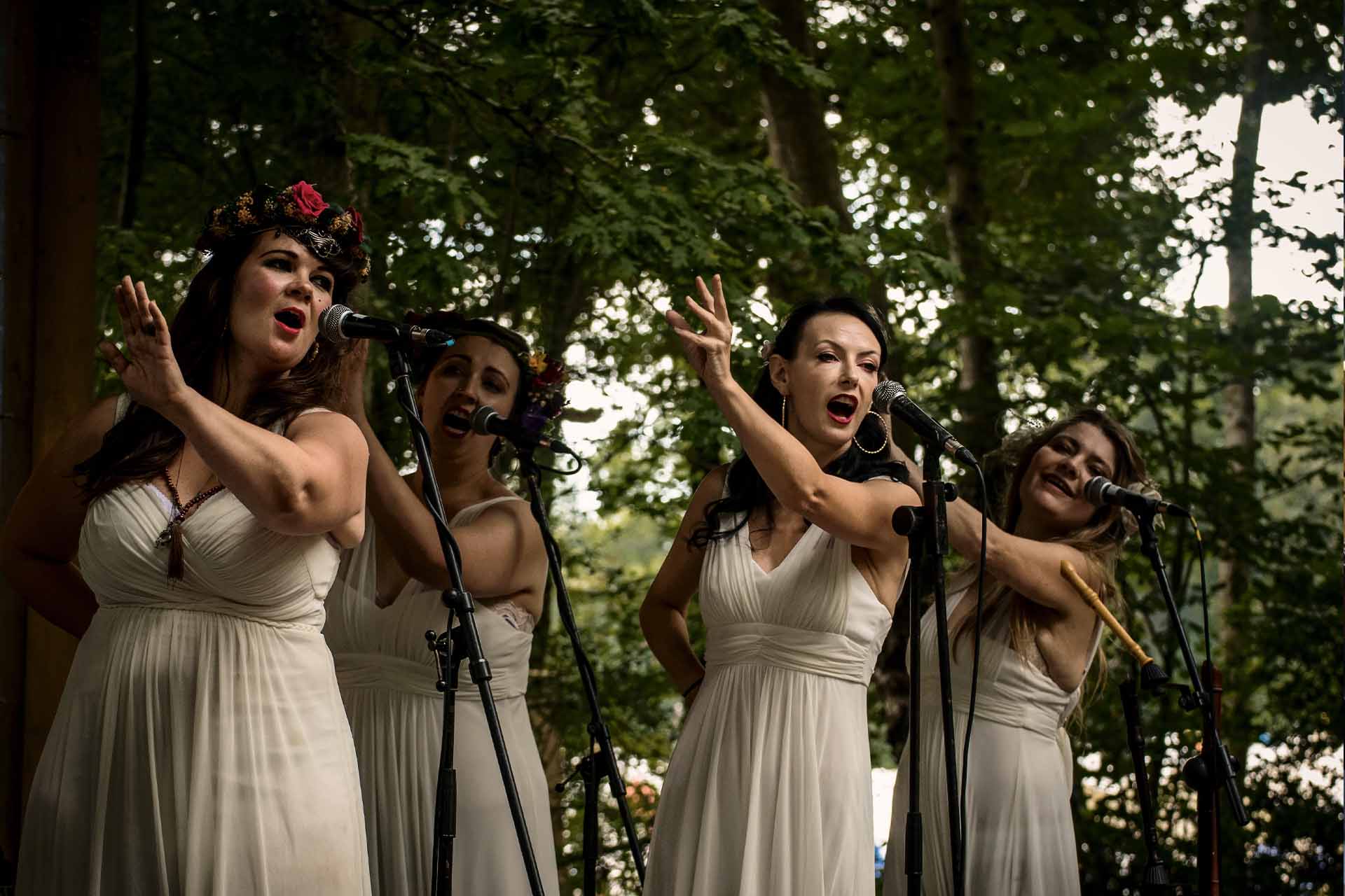 The Mediaeval Baebes perform on the Woodland Stage at the Loxwood Joust